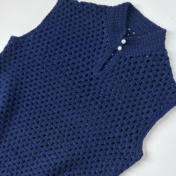 [SOLD] HAND-KNITTED Mock Turtleneck Sleeveless Sweater Dress / Sweater Vest - Picture 4 of 12